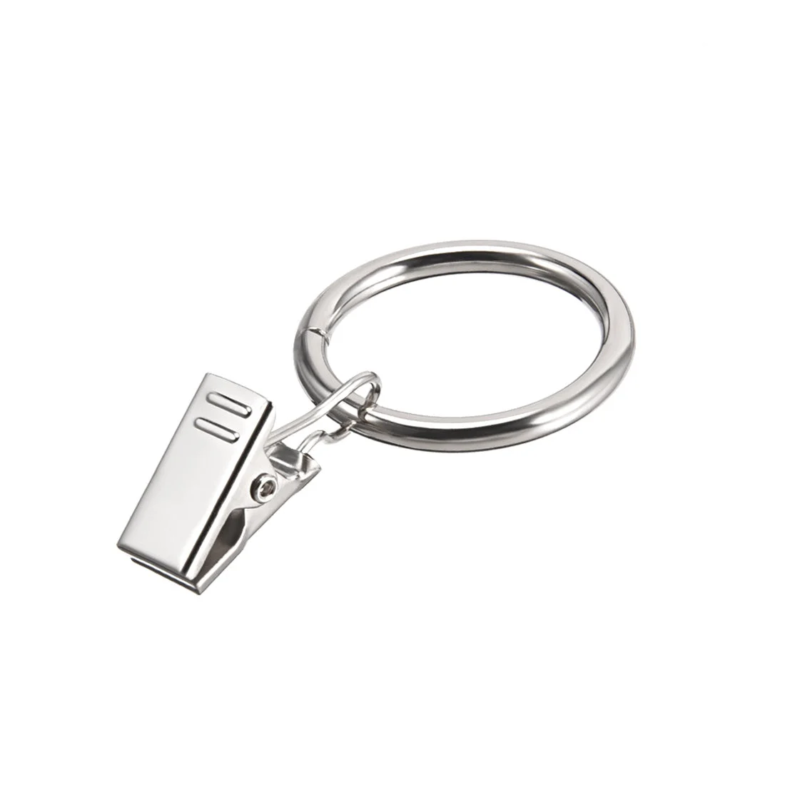 Curtain Clip Rings with Hooks Metal 1 Inch Inner Dia 3.5mm Thickness Drapery Ring for Window Curtain Rods Silver Tone 10 Pcs