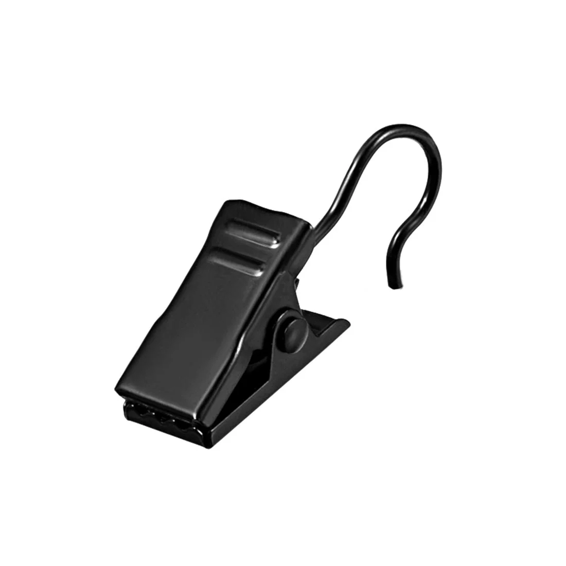 Curtain Clips with Hooks Metal 18mm Clip Length Black 24Pcs