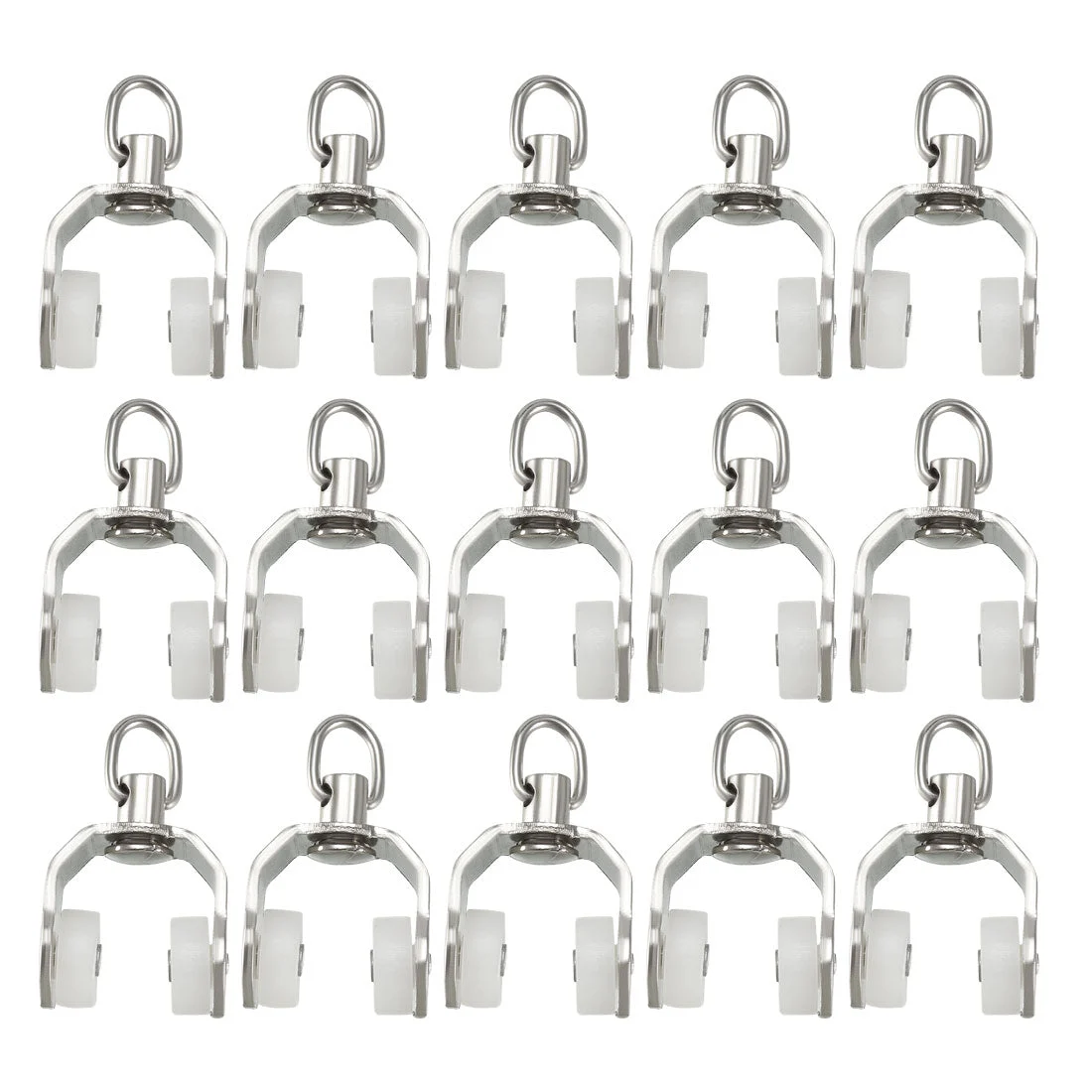Uxcell Curtain Track Stainless Steel Frame Twin Wheeled Carriers Drapery Rail Sliding Glider for Windows Shower Curtain Tracks 11mm Dia 50 Pcs