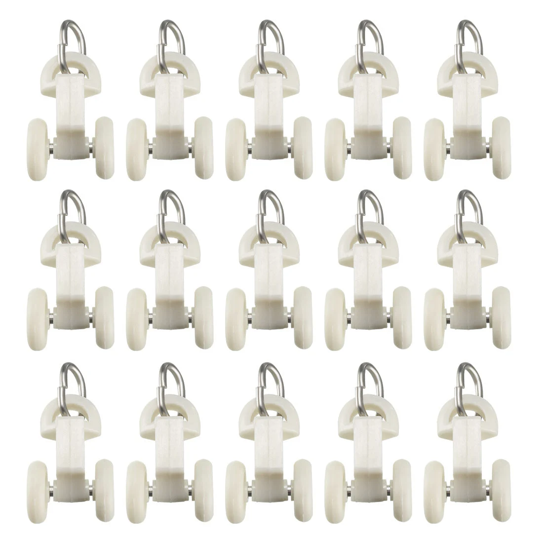 Uxcell Curtain Track Plastic Twin Wheel Carriers Drapery Rail Sliding Glider for Window Shower Curtain Tracks 14mm Wheel Dia 30 Pcs