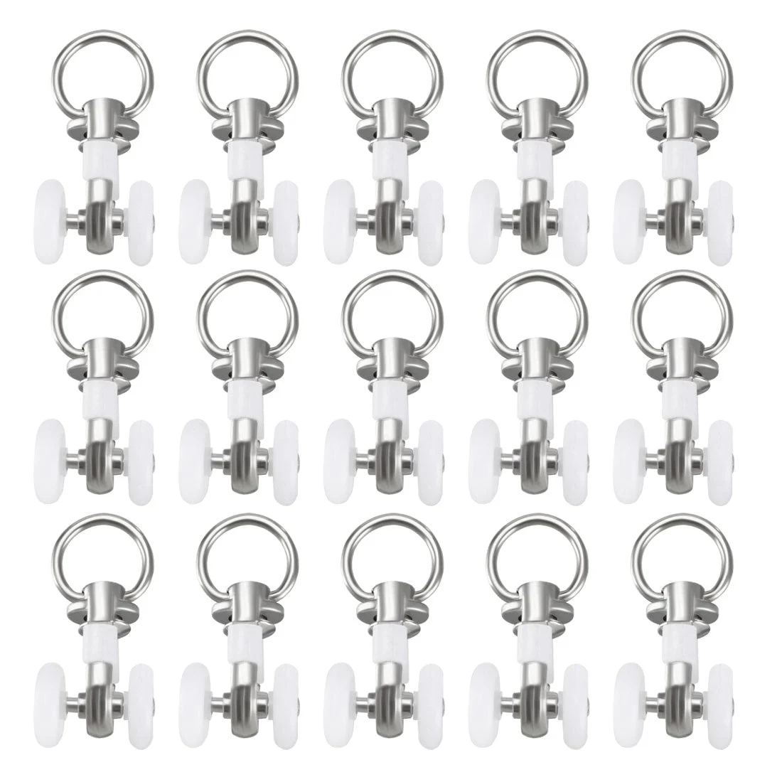 Uxcell Curtain Track Plastic Twin Wheeled Carriers Drapery Rail Sliding Glider for Windows Shower Curtain Tracks 14mm Dia 20 Pcs