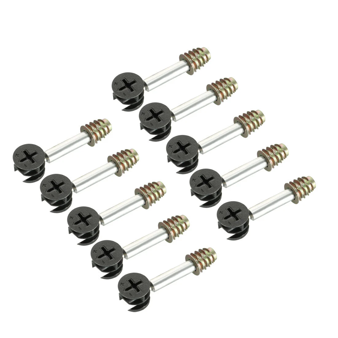10 Sets Furniture Connecting 15mm OD Cam Fitting Copper Tone with Dowel Nut