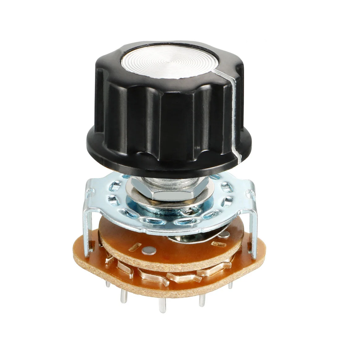 6mm 4P3T 4 Pole 3 Position Selectable Single Deck Band Channel Rotary Switch Selector with plastic knob