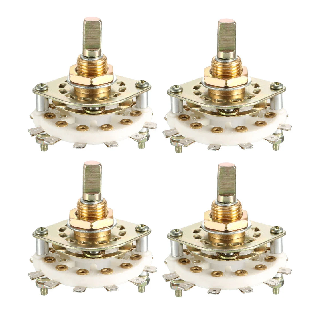 12Pin 2P5T 2 Pole 5 Position Selectable Single Deck Band Selector Rotary Switch 4Pcs