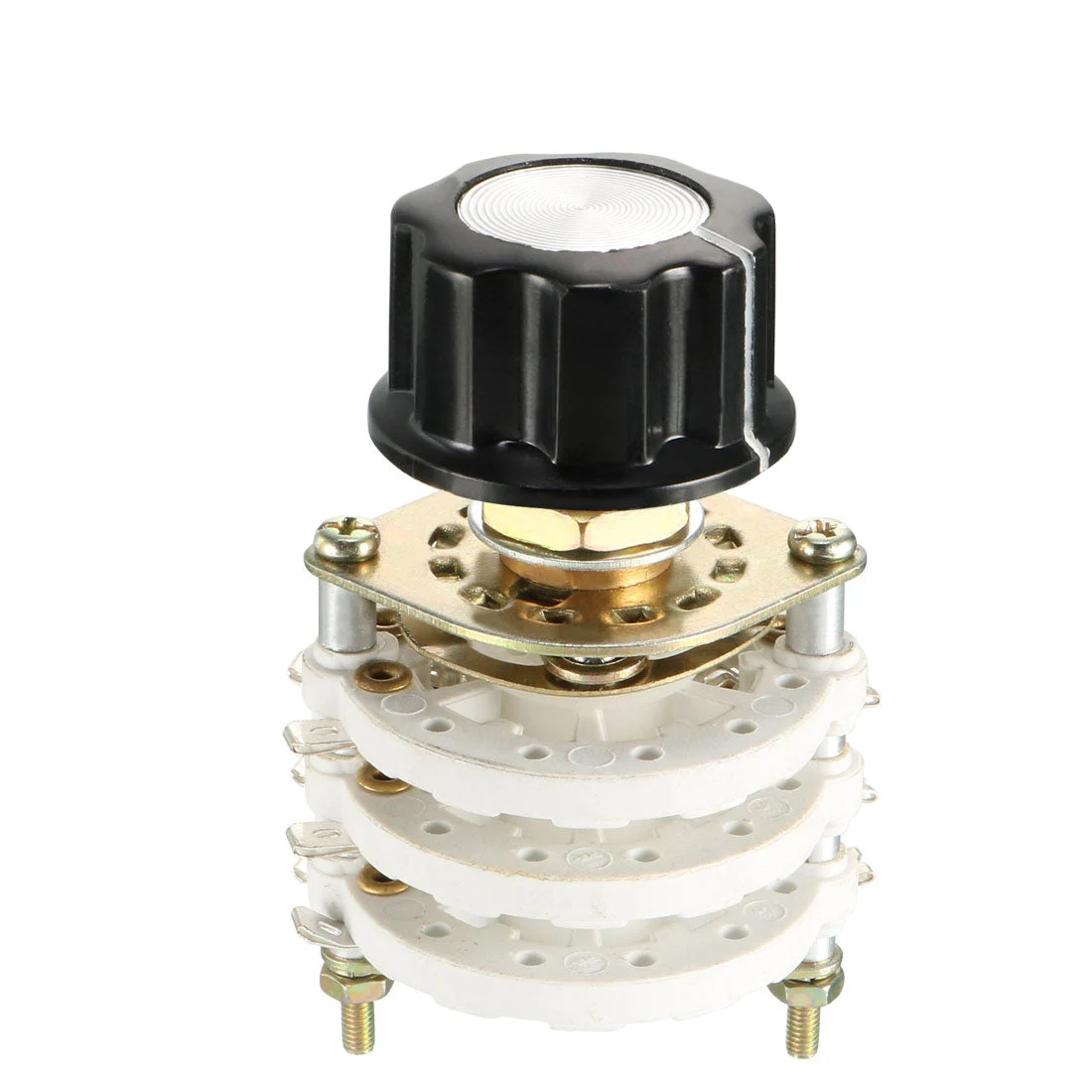 3P6T 3 Pole 6 Position 3 Deck Band Channel Rotary Switch Selector with Knob Cap