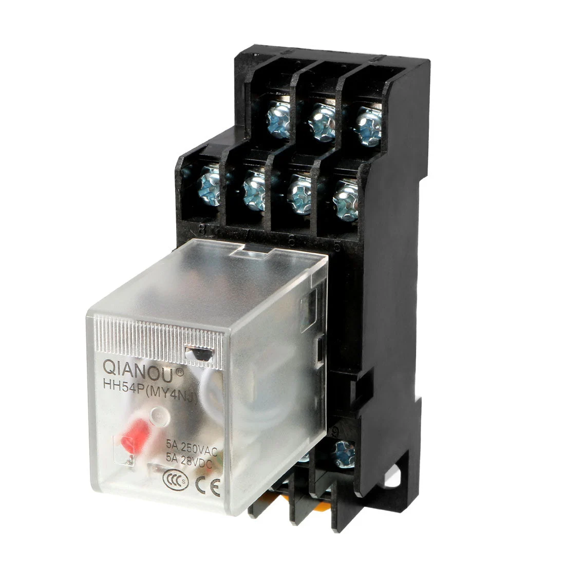 Electromagnetic Power Relay, AC24V Coil Red Indicator Light 14 Pin 4P4T Electromagnetic General Purpose Power Relay + Socket Base