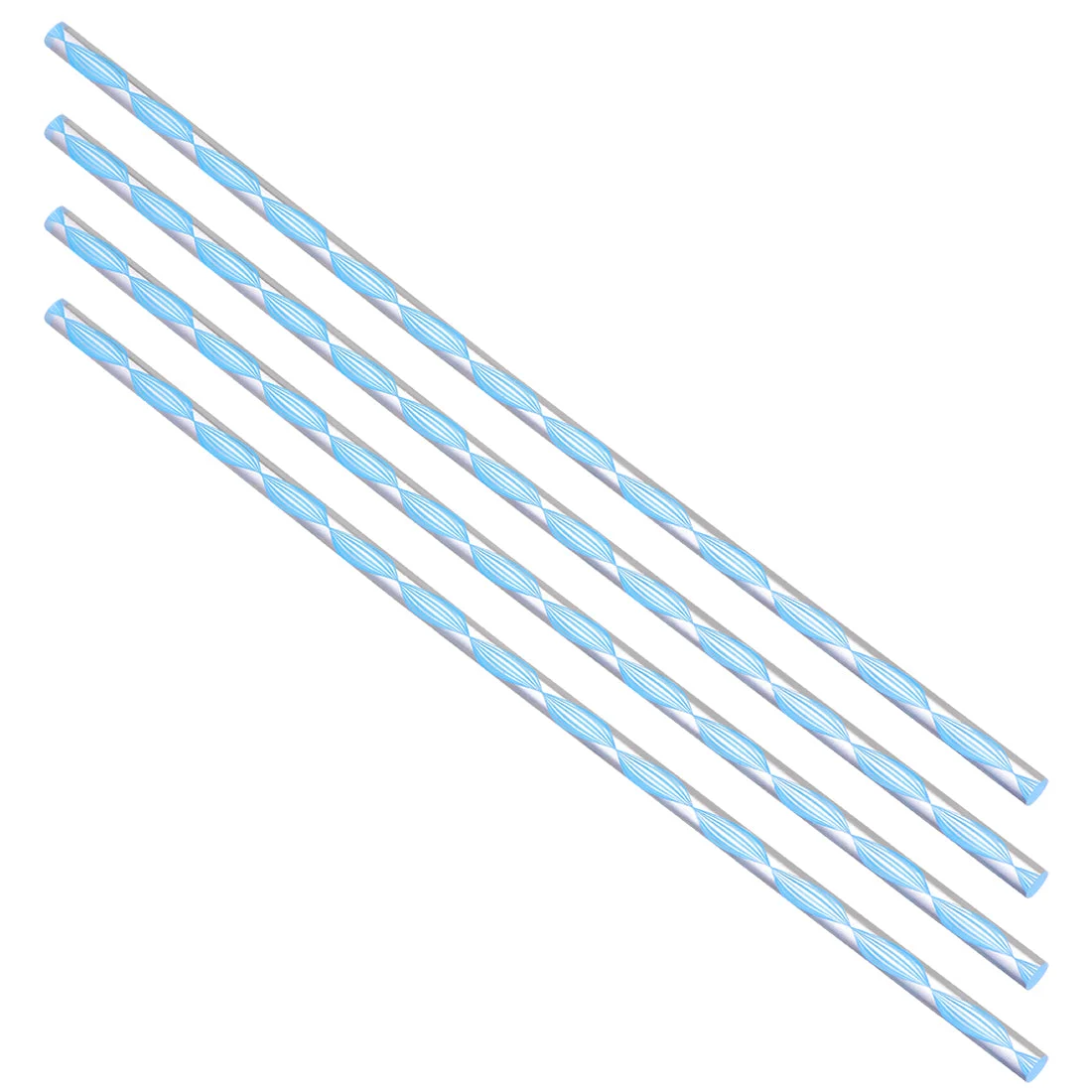6mmx250mm Spiral Light Blue Line Solid Acrylic Round Rod PMMA Bar 4pcs