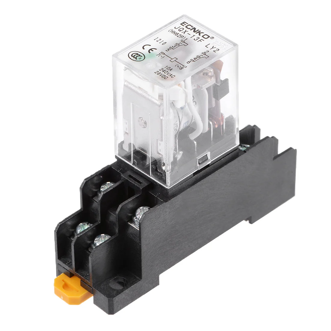JQX-13F DC 24V Coil DPDT 8Pins Green Light Electromagnetic Power Relay + socket