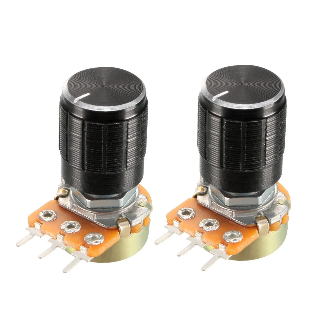 2Pcs 10K Ohm Variable Resistors Single Turn Rotary Carbon Film Taper Potentiometer with Knobs