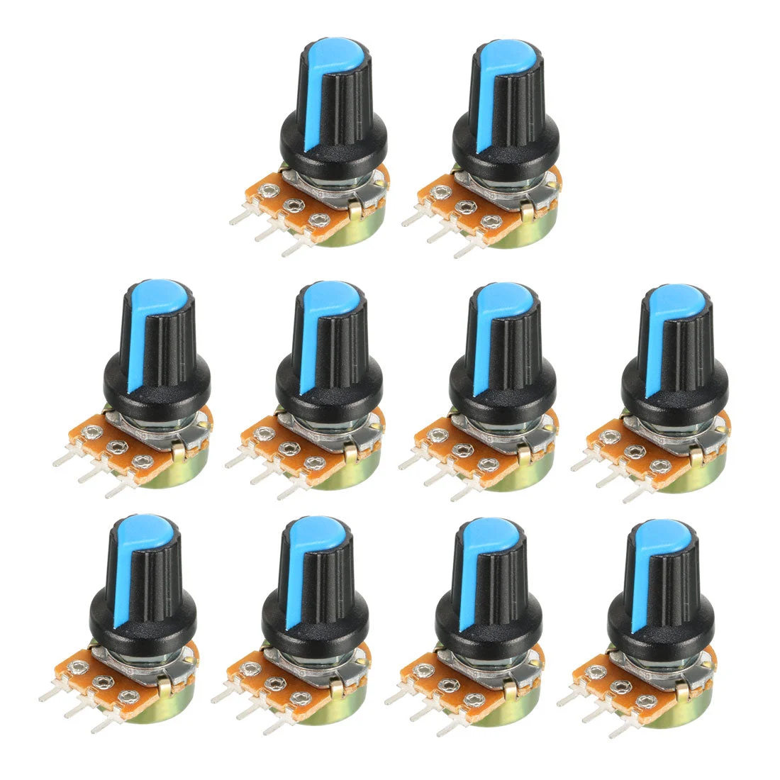 10Pcs 20K Ohm Variable Resistors Odd Turn Carbon Film Taper Potentiometer
