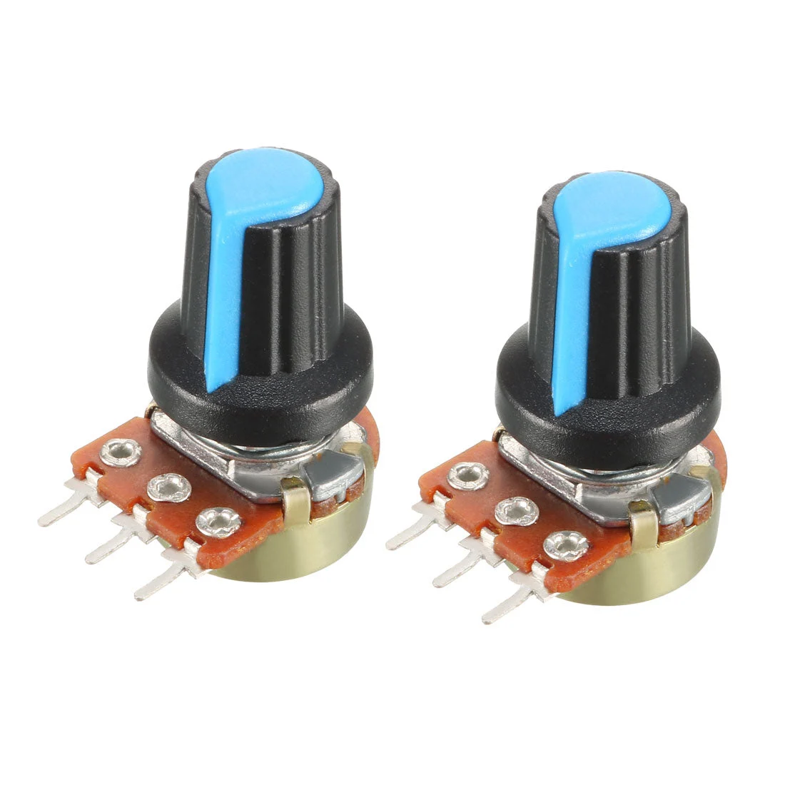 2Pcs 5K Ohm Variable Resistors Single Turn Rotary Carbon Film Taper Potentiometer with Knobs