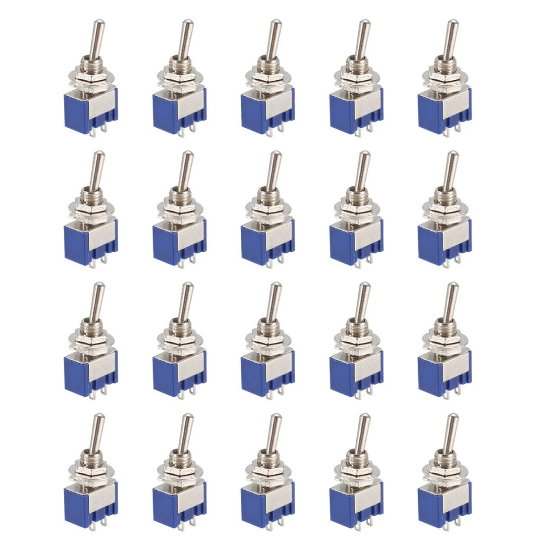 20 Pcs 125VAC 6A On/off 2 Position Terminal SPST Latching Mini Toggle Switch Bule