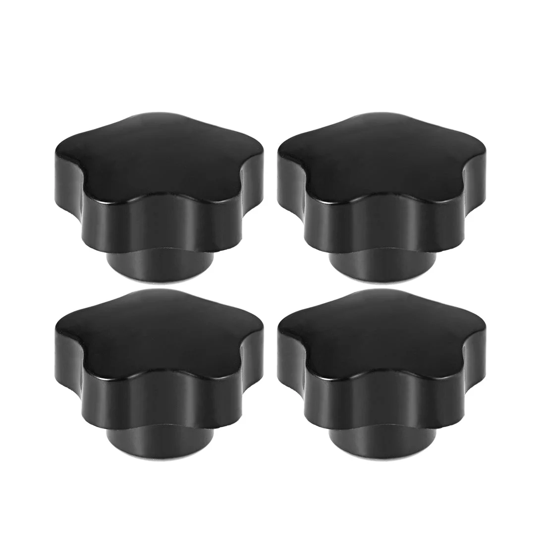 4 Set Star Knobs Grip Handle M10 Diameter Brass Insert Female Thread Black