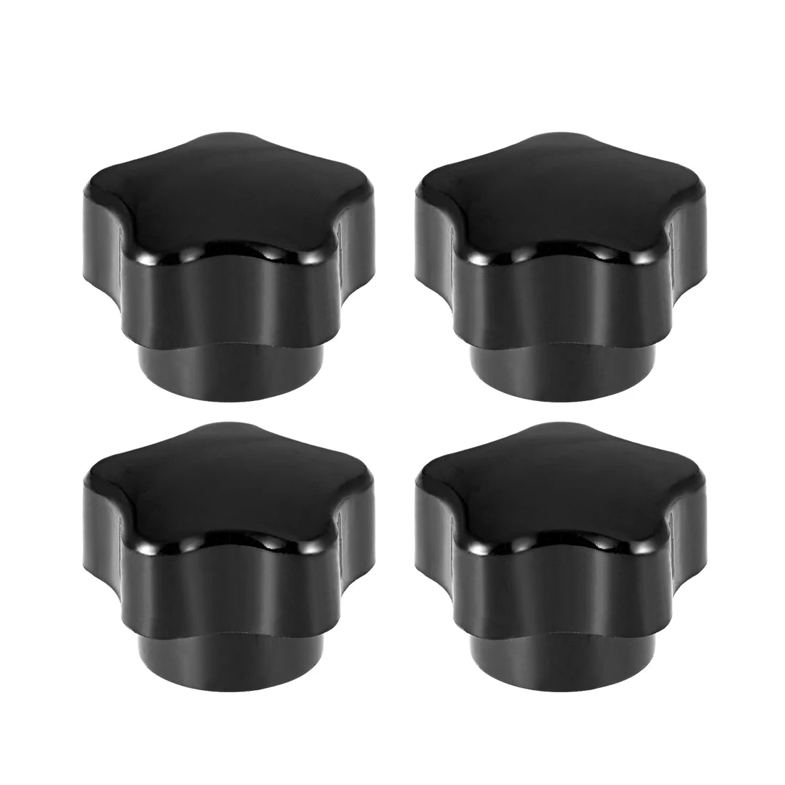 Star Knob Grip Handle M6 Diameter Brass Insert Female Thread Set of 4 Black