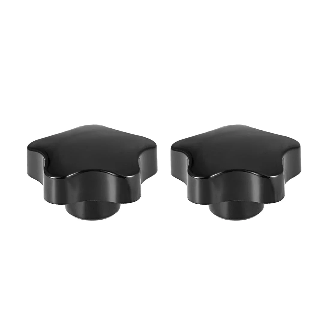 Star Knob Grip Handle M12 Diameter Brass Insert Female Thread Set of 2 Black