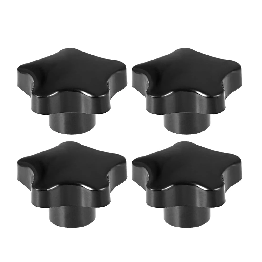 Star Knob Grip Handle M16 Diameter Brass Insert Female Thread Set of 4 Black