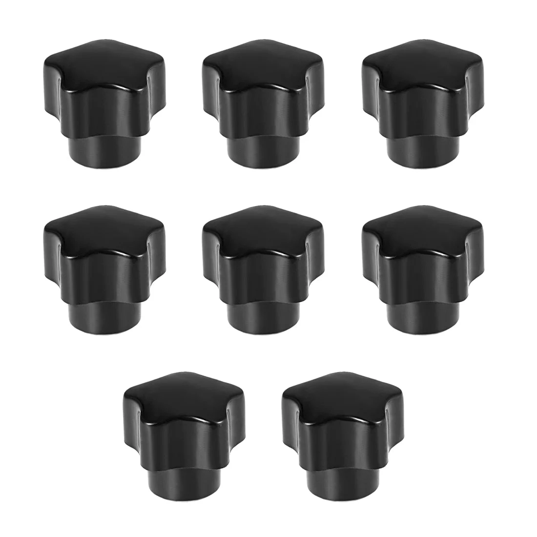 Star Knob Grip Handle M5 Diameter Brass Insert Female Thread Set of 8 Black