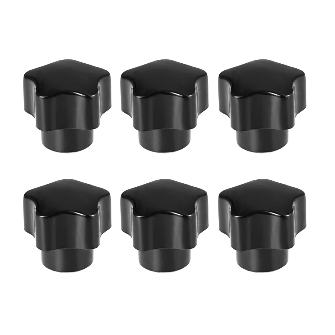 Star Knob Grip Handle M5 Diameter Brass Insert Female Thread Set of 6 Black