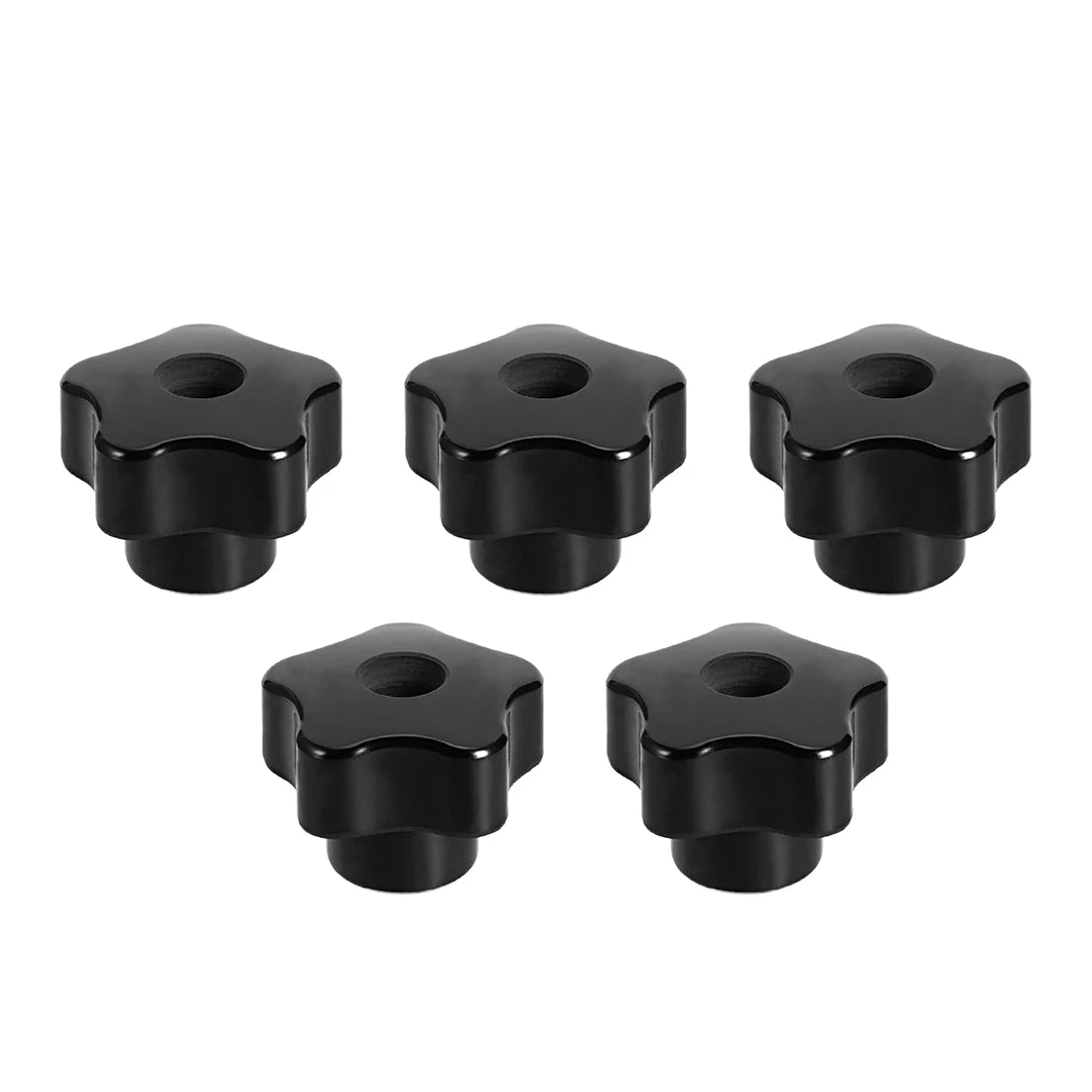 Star Knobs Grip Handles M8 Diameter Brass Insert Female Thread Set of 5 Black