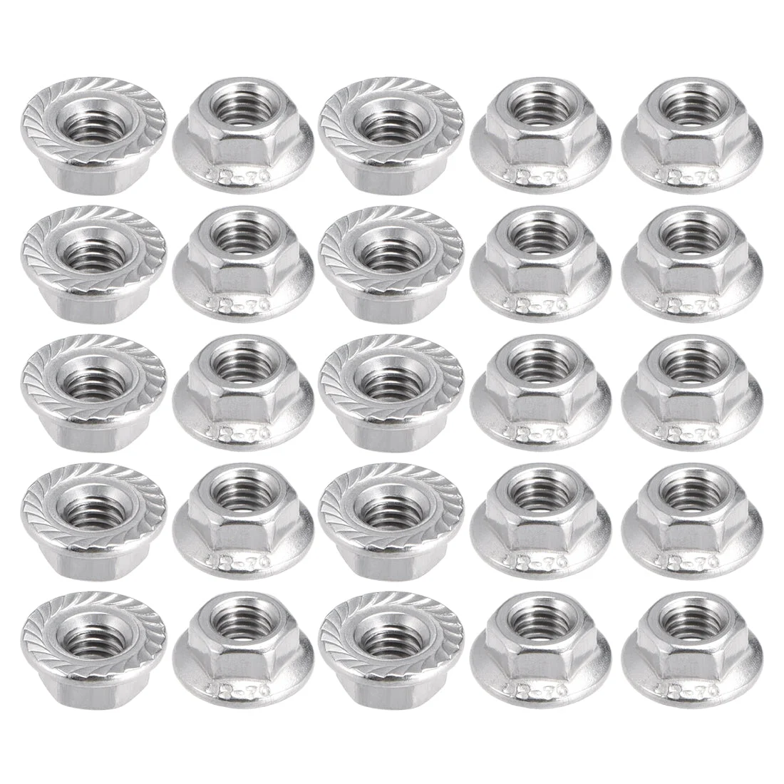 M5 Serrated Flange Hex Lock Nuts, 304 Stainless Steel, 25 Pcs