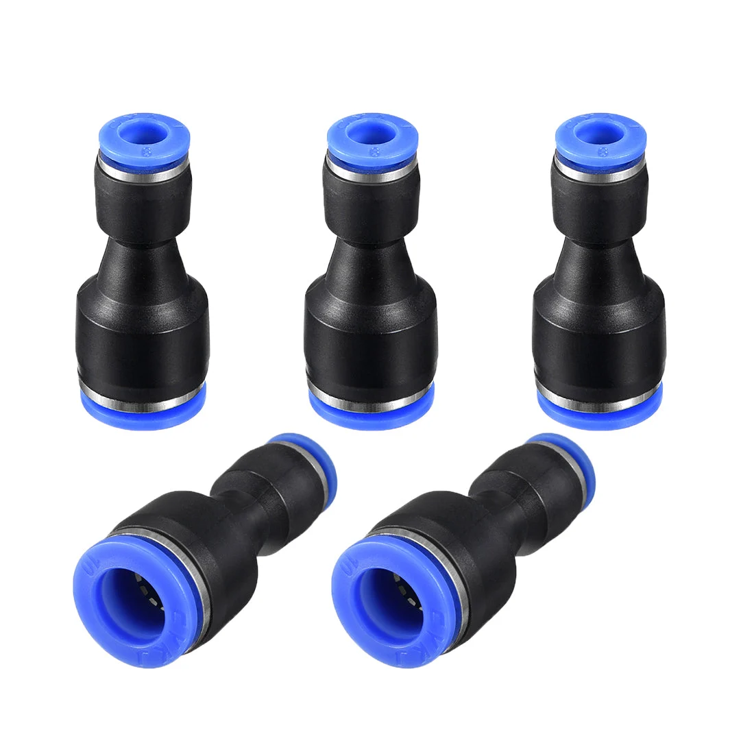 5pcs Push to Connect Fittings Tube Connect 25/64" -15/64" Straight OD Push Fit Fittings Tube Fittings Push Lock Blue