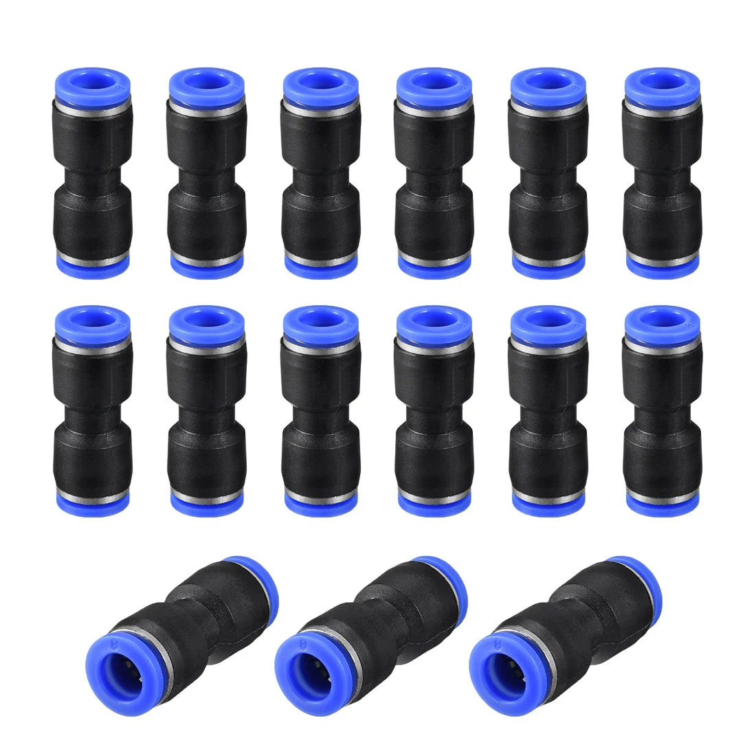 15pcs Push to Connect Fittings Tube Connect 8mm or 5/16" Straight OD Push Fit Fittings Tube Fittings Push Lock Blue