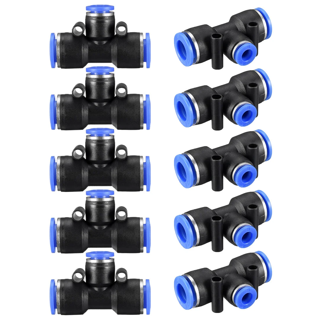 10 pcs Push To Connect Fittings T Type Tube Connect 25/64“ -15/64” od Push Fit Fittings Tube Fittings Push Lock Blue (10-6mm T tee)