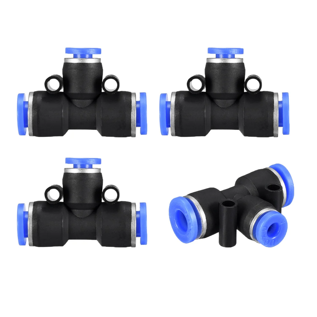 4 pcs Push To Connect Fittings T Type Tube Connect 15/64“ -5/32” od Push Fit Fittings Tube Fittings Push Lock Blue (6-4mm T tee)