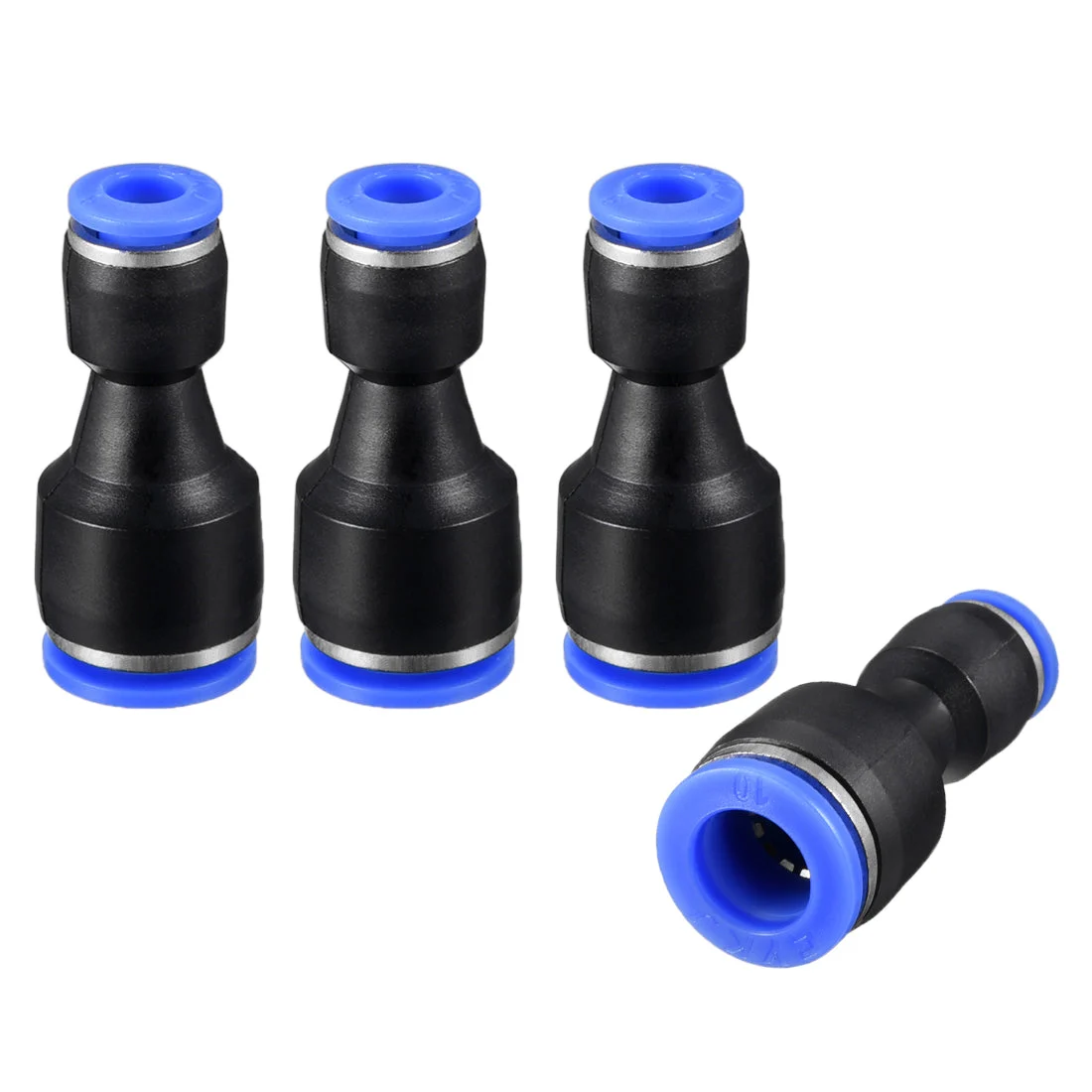 4pcs Push to Connect Fittings Tube Connect 25/64" to 15/64" Straight OD Push Fit Fittings Tube Fittings Push Lock Blue