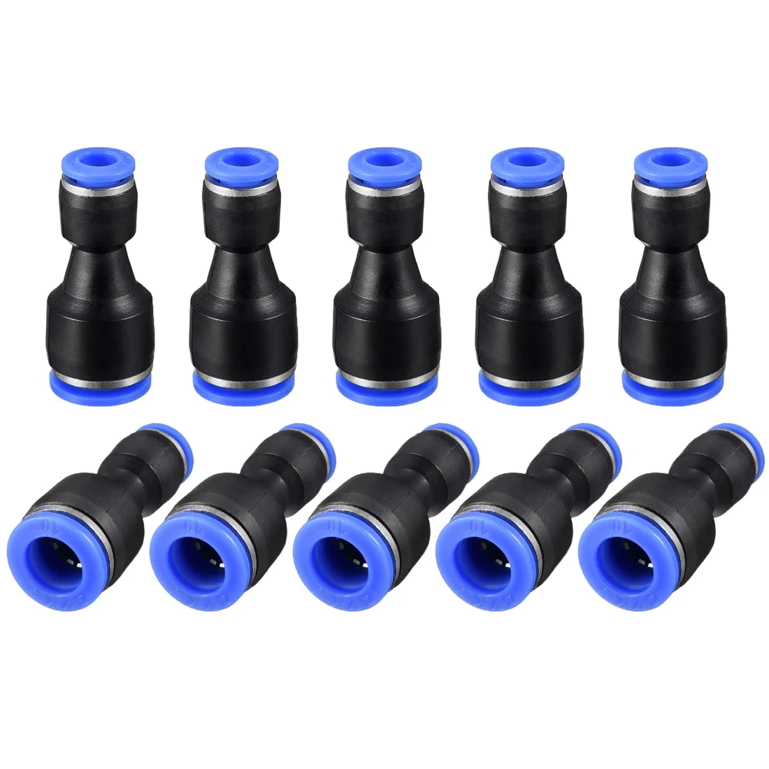 10pcs Push to Connect Fittings Tube Connect 25/64" to 15/64" Straight OD Push Fit Fittings Tube Fittings Push Lock Blue