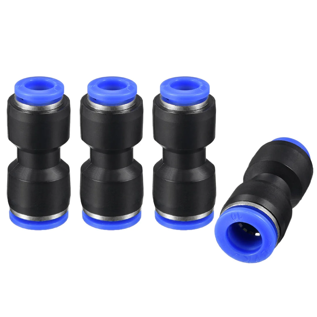 4pcs Push to Connect Fittings Tube Connect 25/64" to 5/16" Straight OD Push Fit Fittings Tube Fittings Push Lock Blue