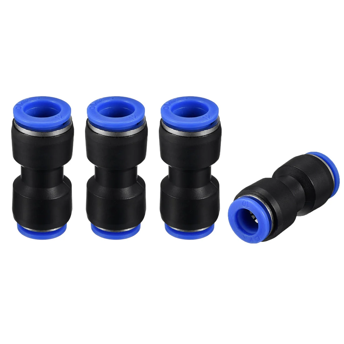 4pcs Push to Connect Fittings Tube Connect 15/32" to 25/64" OD Reducing Straight Union Push Fit Fittings Tube Fittings Push Lock Blue