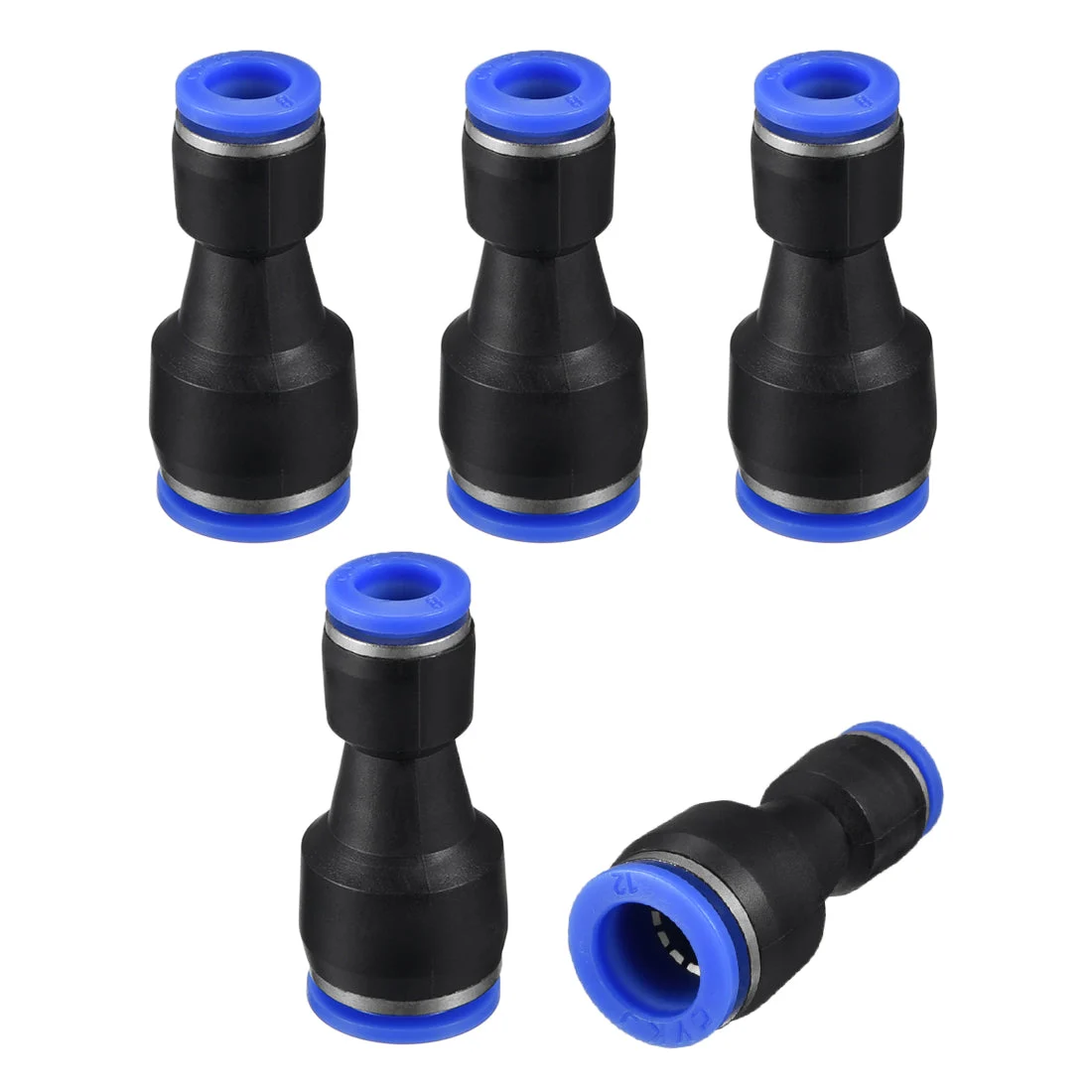 5pcs Push to Connect Fittings Tube Connect 15/32" to 5/16" OD Reducing Straight Union Push Fit Fittings Tube Fittings Push Lock Blue