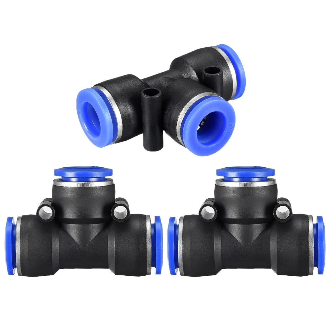 3 pcs Push To Connect Fittings T Type Tube Connect 10 mm or 25/64" od Push Fit Fittings Tube Fittings Push Lock Blue (10mm T tee)