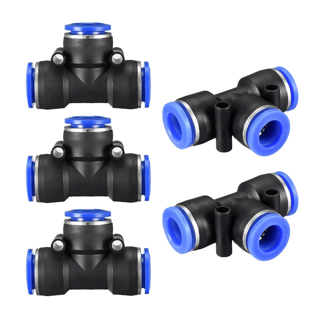 5pcs Push To Connect Fittings T Type Tube Connect 10 mm or 25/64" od Push Fit Fittings Tube Fittings Push Lock Blue (10mm T tee)
