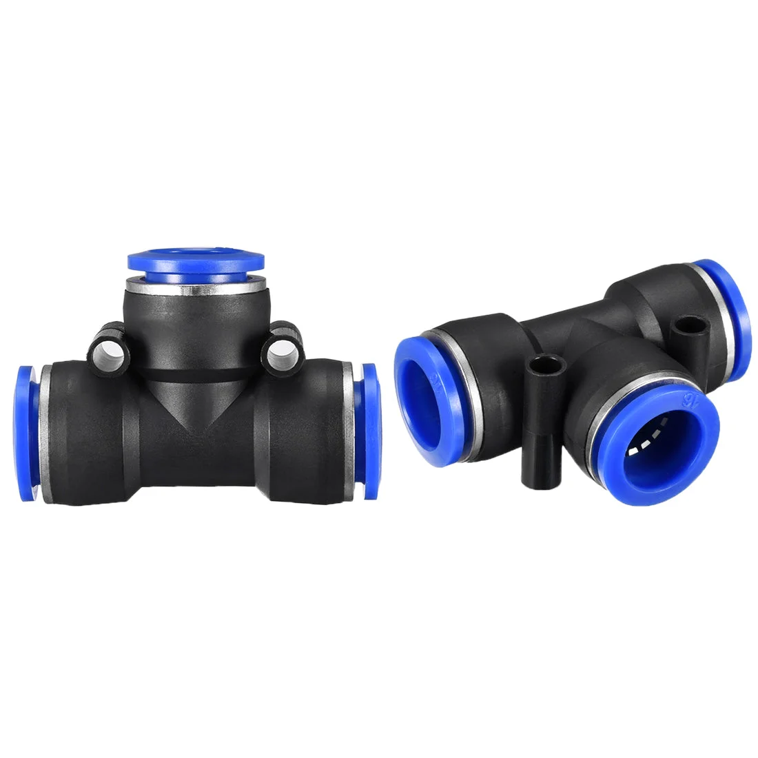 2pcs Push To Connect Fittings T Type Tube Connect 16mm or 5/8" od Push Fit Fittings Tube Fittings Push Lock Blue (16mm T tee)