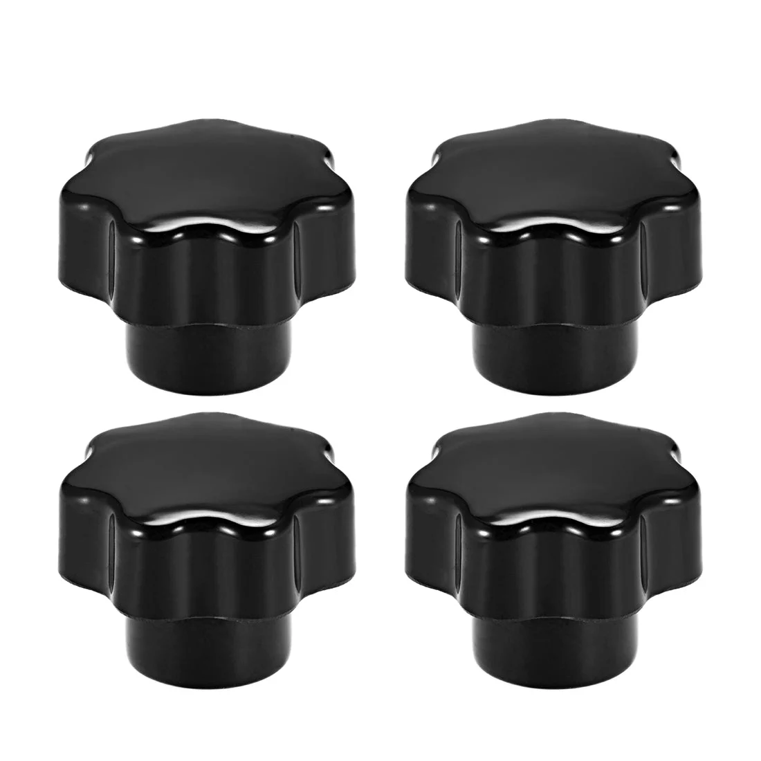 4 Pcs Seven-pointed Star Knob Grip Handle M8 Diameter Brass Insert Female Thread Black