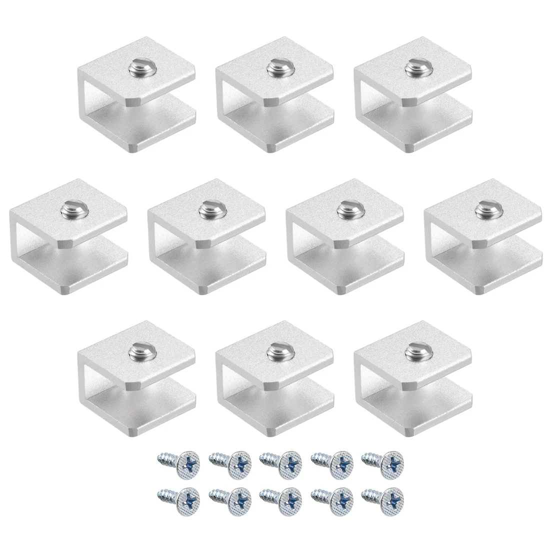 Glass Shelf Bracket Aluminum Alloy Clamp Rectangle for 5-8mm Thickness 10pcs