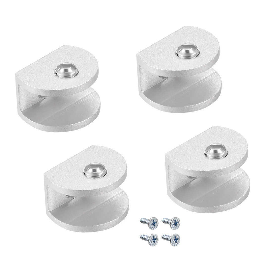 Glass Shelf Brackets Aluminum Alloy Clamp Half Round for 5-8mm Thickness 4pcs