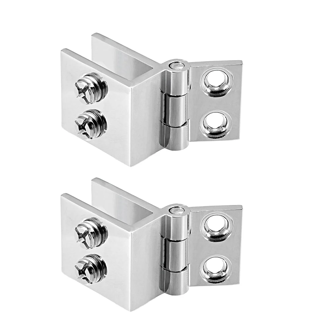 Glass Door Hinge - 0 Degree Cupboard Showcase Cabinet Door Hinge Glass Clamp , Polished Pure Copper , for 5-8mm Glass Thickness 2Pcs