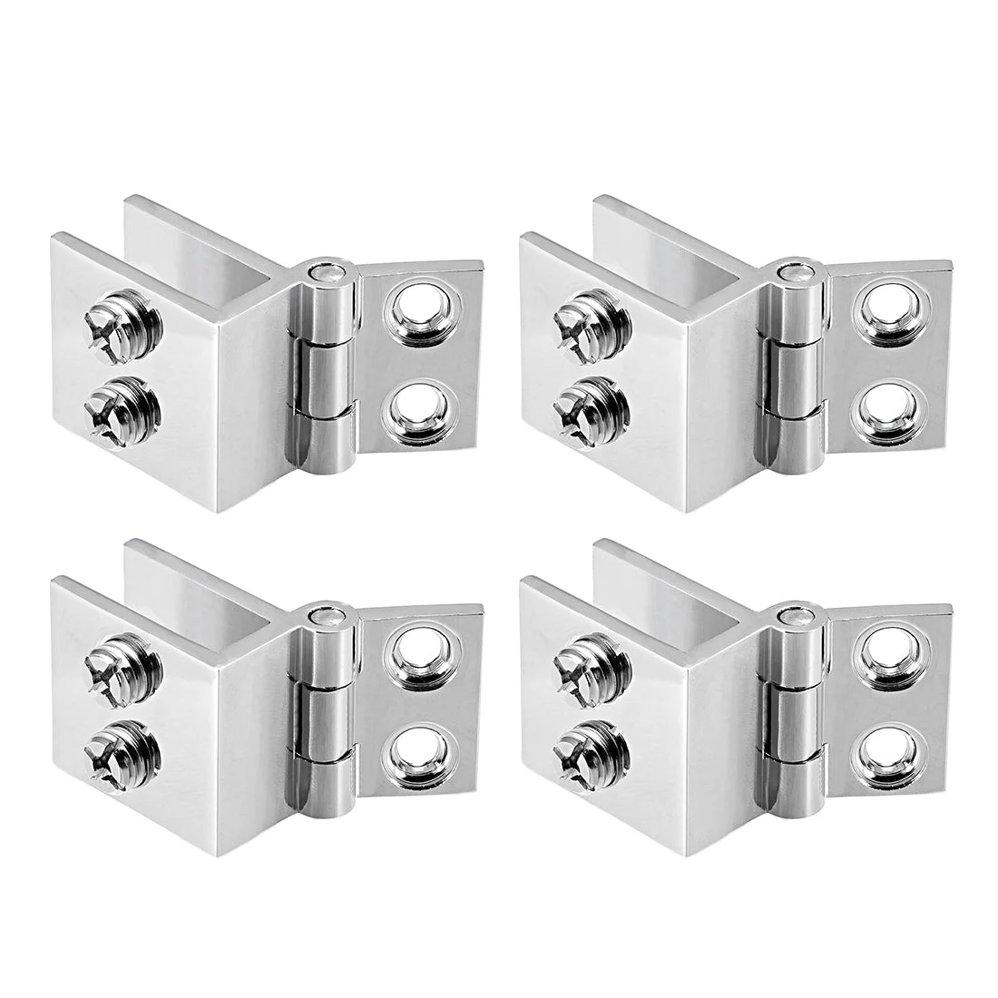 Glass Door Hinge - 0 Degree Cupboard Showcase Cabinet Door Hinge Glass Clamp , Polished Pure Copper , for 5-8mm Glass Thickness 4Pcs
