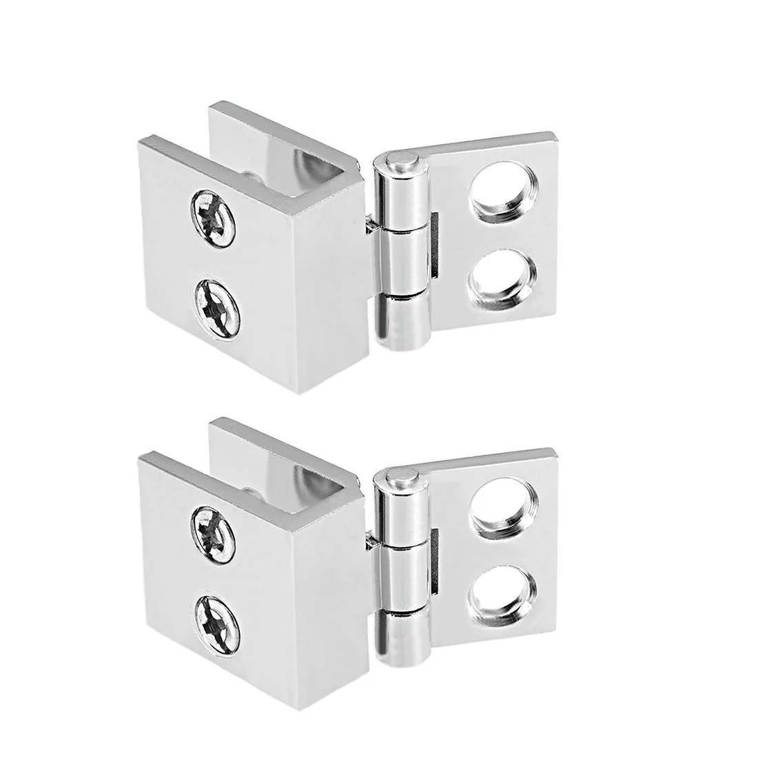 Glass Door Hinge - 0 Degree Cupboard Showcase Cabinet Door Hinge Glass Clamp ,Zinc Alloy , for 5-8mm Glass Thickness 2Pcs