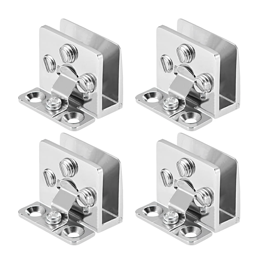 Glass Hinge Cupboard Showcase Cabinet Door Hinge Clamp Zinc Alloy for 5-8mm Thickness 4 Pcs