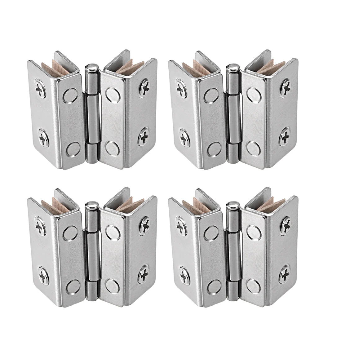 Glass Hinge Cabinet Door Hinge Glass Clamp ,Stainless Steel , for 5-8mm Thickness 4Pcs