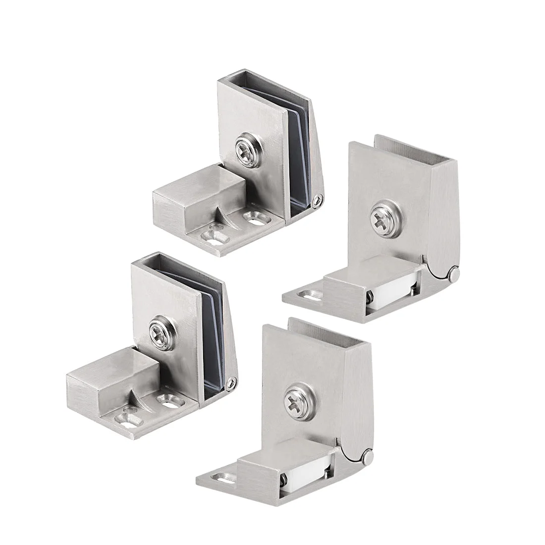 2Pair Glass Door Hinge Cupboard Showcase Cabinet Door Hinge Glass Clamp , Zinc Alloy , for 3-5mm Glass Thickness