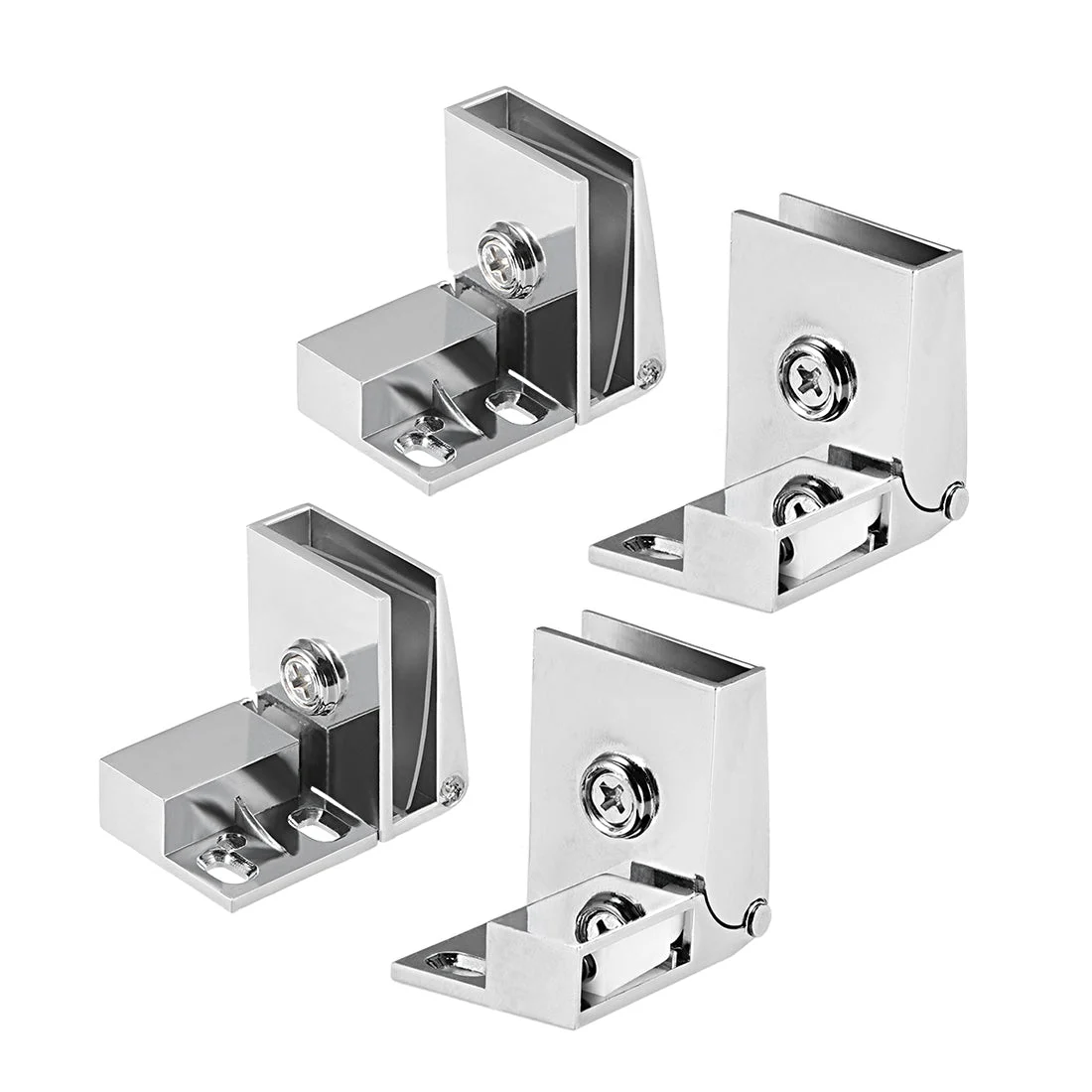 2 Pair Glass Door Hinge Cupboard Showcase Cabinet Door Hinge Glass Clamp,for 3-5mm Glass Thickness,Zinc Alloy