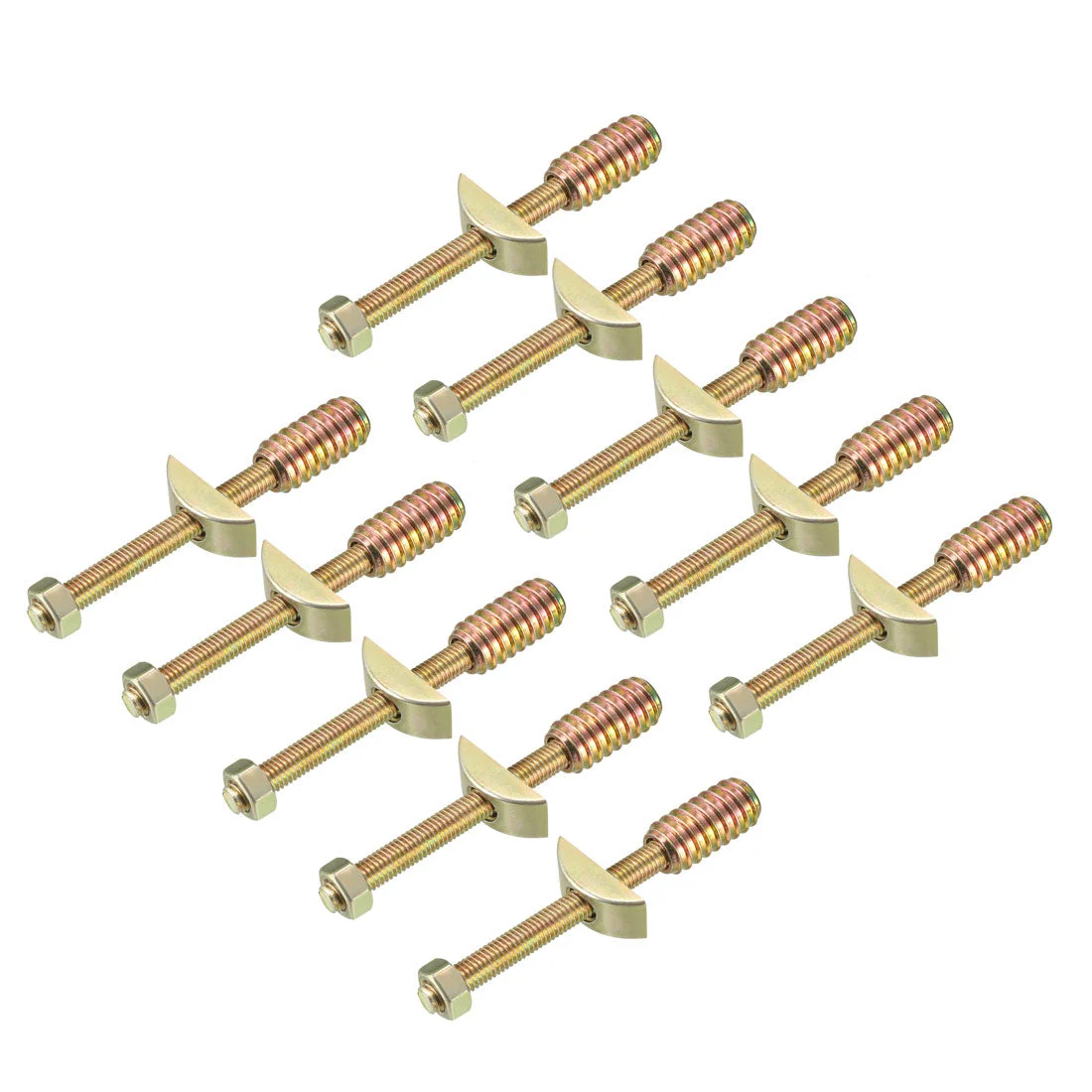 Uxcell 10 Sets Furniture Hardware Zinc Plated Half-Moon Nut Connecting Fitting Bronze Tone