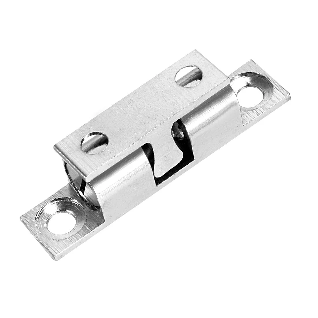 Cabinet Door Closet Brass Double Ball Catch Tension Latch 40mm L Silver Tone