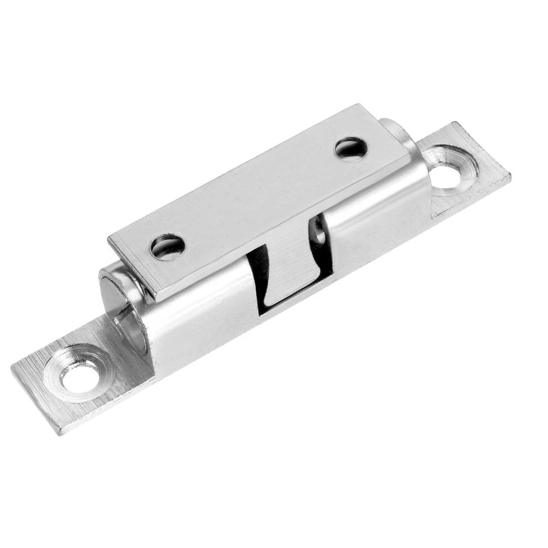 Cabinet Door Closet Brass Double Ball Catch Tension Latch 70mmL Silver Tone