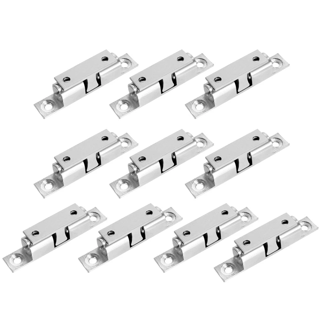 10pcs Cabinet Door Closet Brass Double Ball Catch Tension Latch 70mm Silver